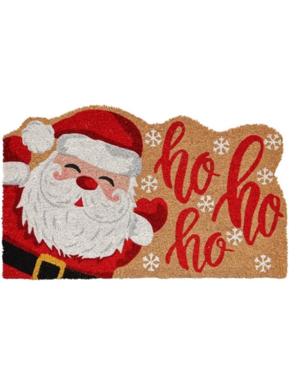 18x30 Beige & Red Coir Snowflake Christmas Door Mat - Festive Outdoor Decor